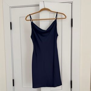 Urban Outfitters Silk Navy Slip Mini Dress
